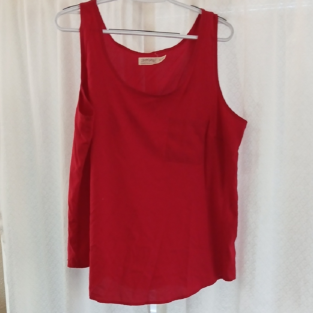 Faded Glory Red Scoop Neck Pocket Tank Top